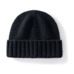Cashmere Beanie Hat Thick Stripes Knitted Flanging