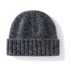 Cashmere Beanie Hat Thick Stripes Knitted Flanging