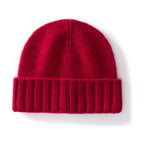 Cashmere Beanie Hat Thick Stripes Knitted Flanging