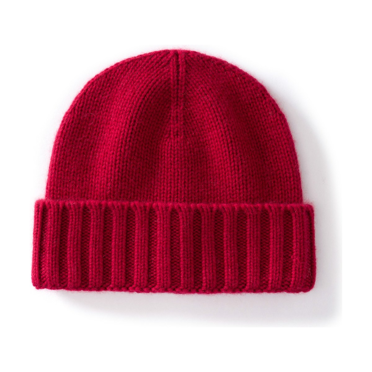 Cashmere Beanie Hat Thick Stripes Knitted Flanging