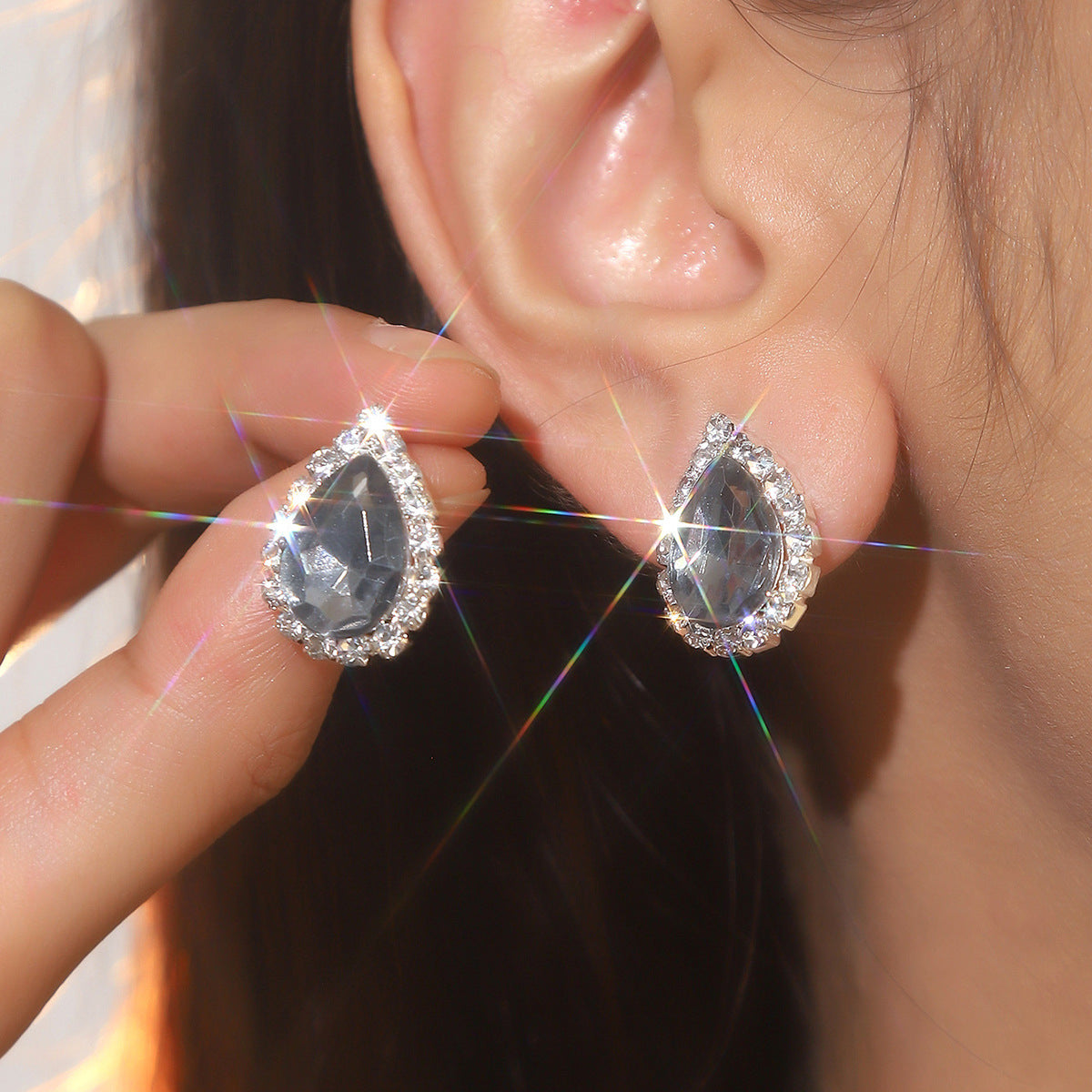 Explosions All Copper Earrings Drop Ruby Rhinestone