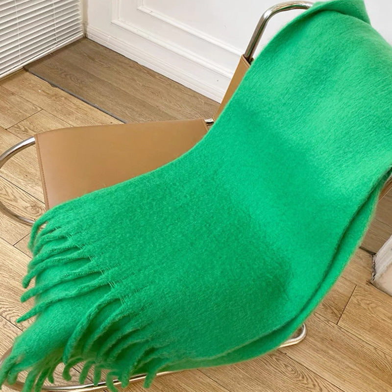 Thick Mohair Fluffy Scarf Warm Plush