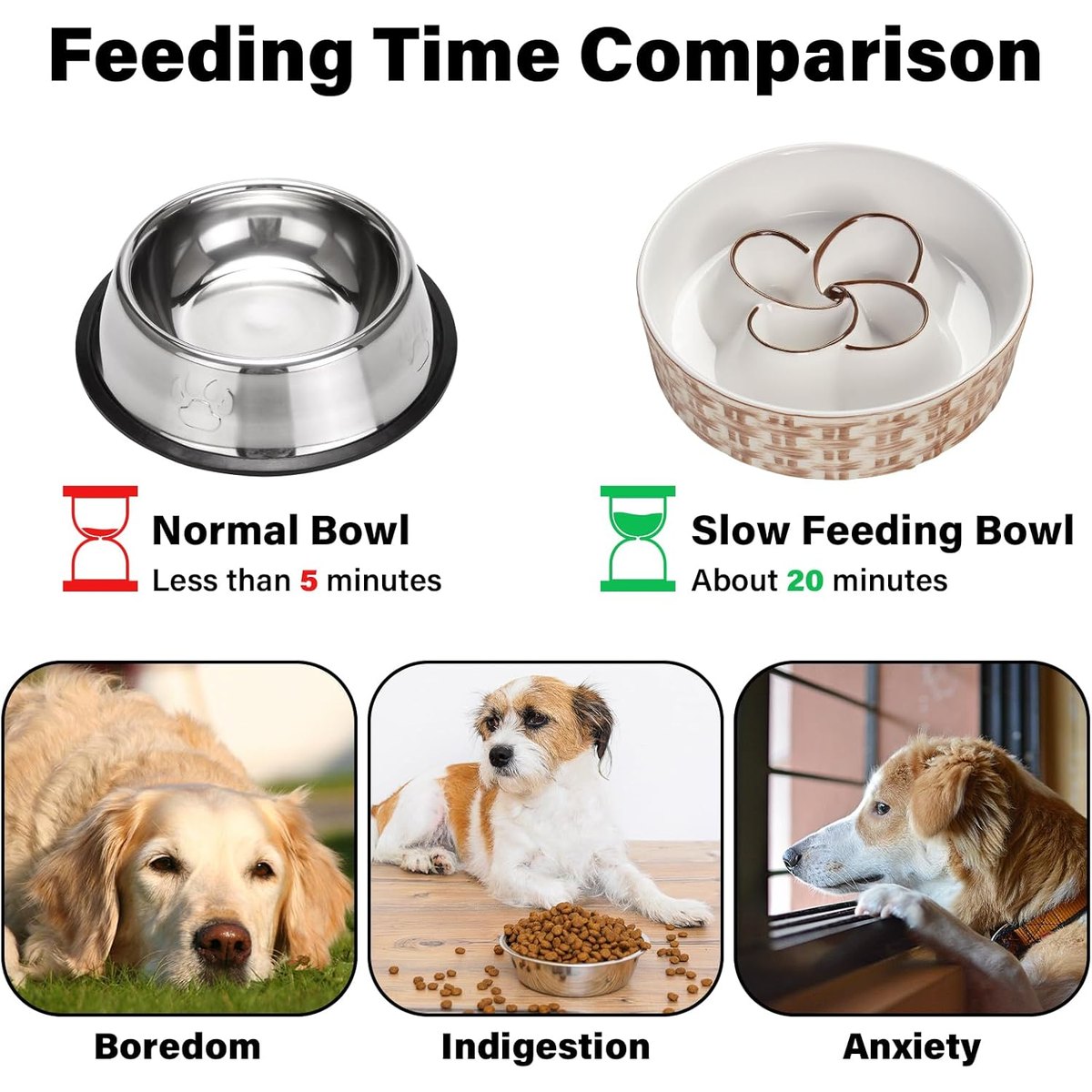 Ceramic Slow Feeder Dog Bowl