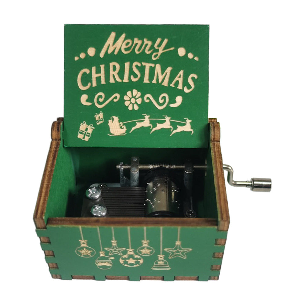 Hand-Crank Wooden Christmas Music Box