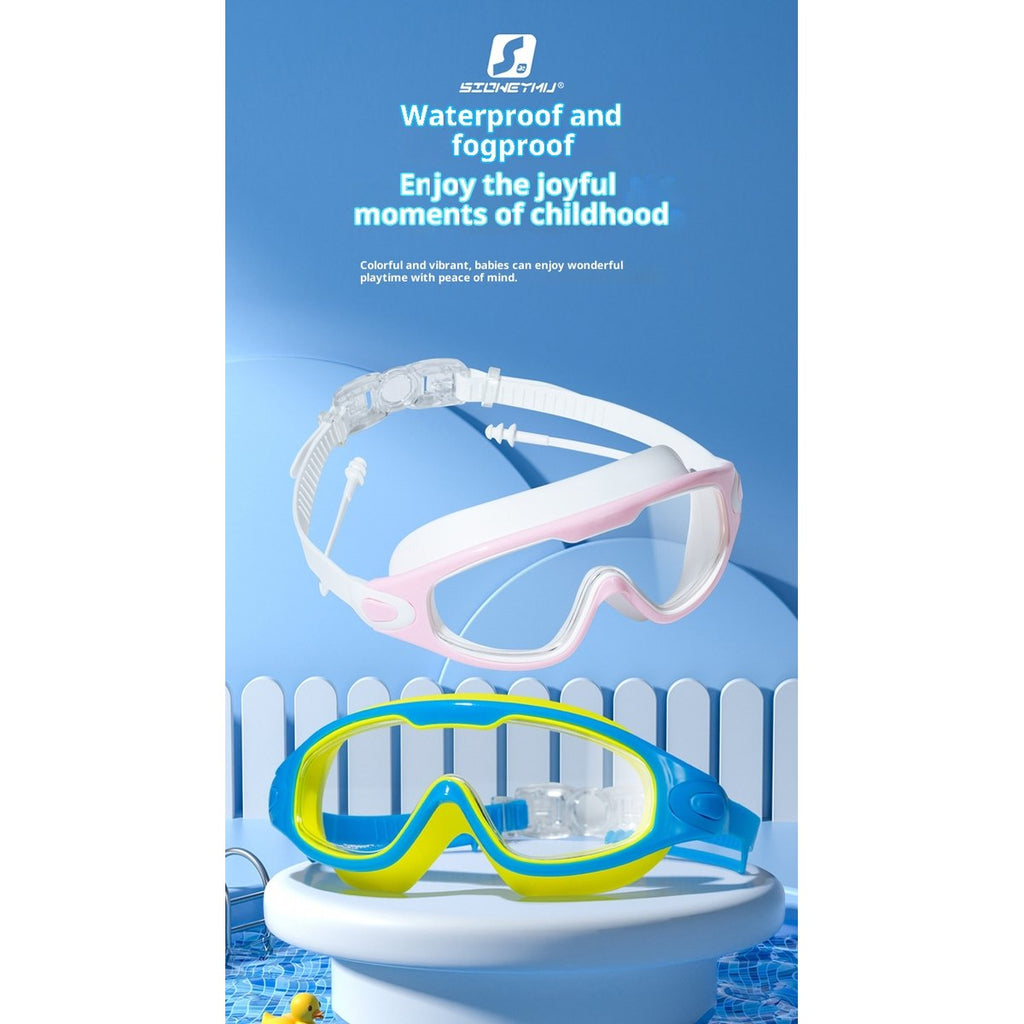 Childrens High-definition Waterproof Anti-fog One-piece Swim Goggles