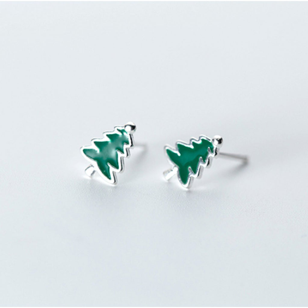 Christmas Tree Stud Earrings in 925 Silver
