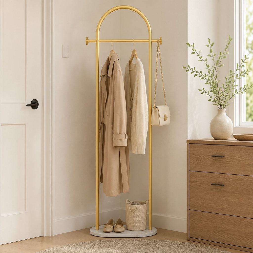 Clothing Rack Golden Metal Freestanding Heavy Duty