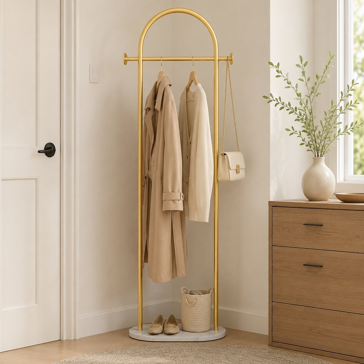 Clothing Rack Golden Metal Freestanding Heavy Duty