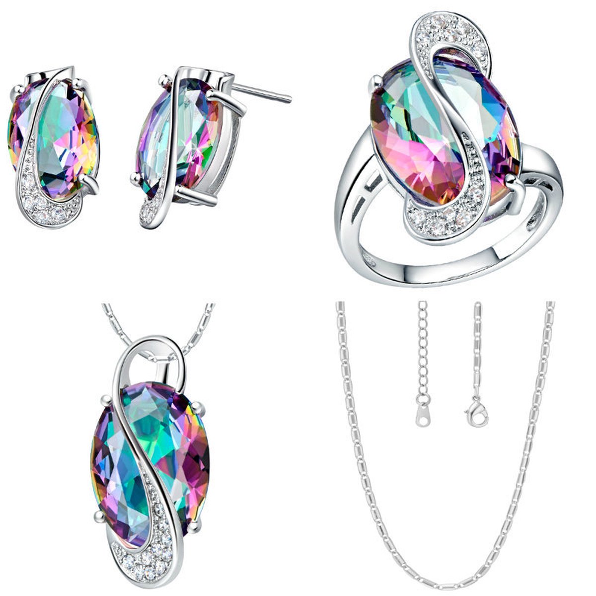Color Blue Green Jewelry Set