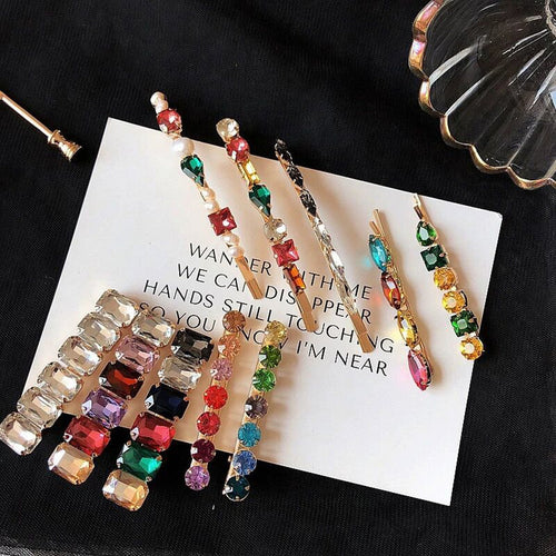' Color Crystal Hair Clips
