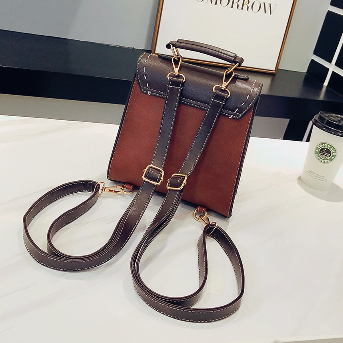 Contrasting Retro Small Backpack
