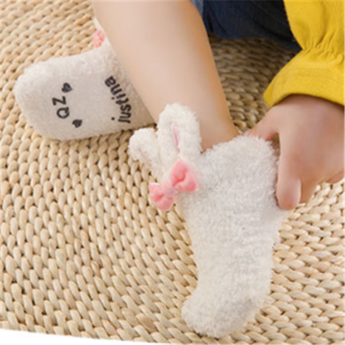 Coral Fleece Baby Socks Newborn Soft Rabbit