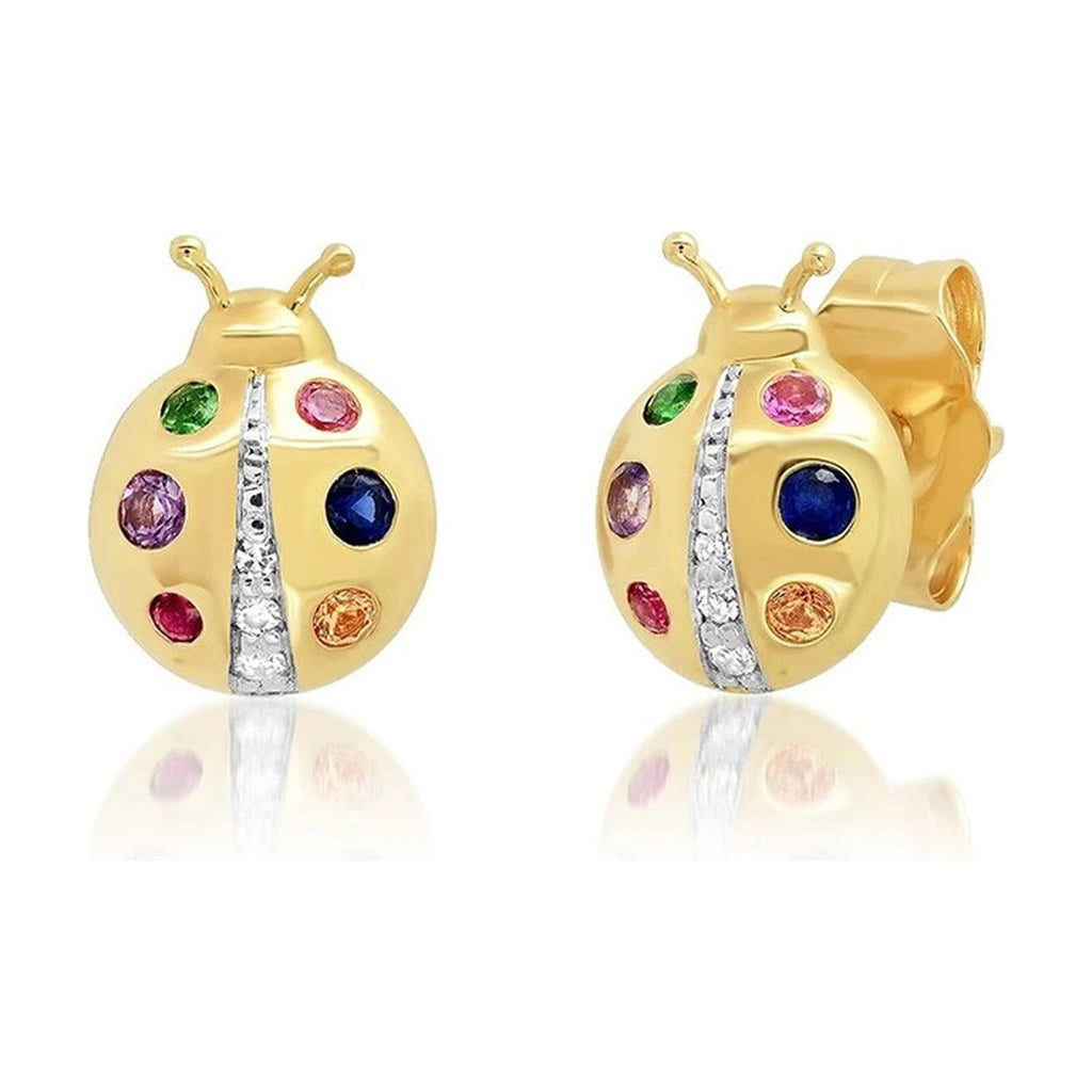 Creative Colorful Ladybug Stud Earrings