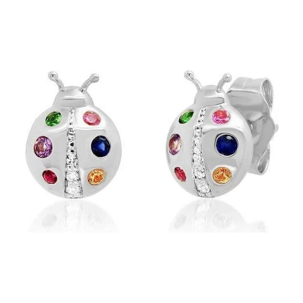 Creative Colorful Ladybug Stud Earrings