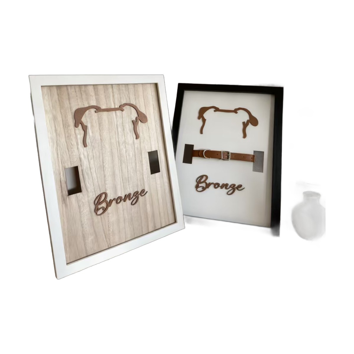 Custom Dog Memorial Collar Frame Wooden Silhouette