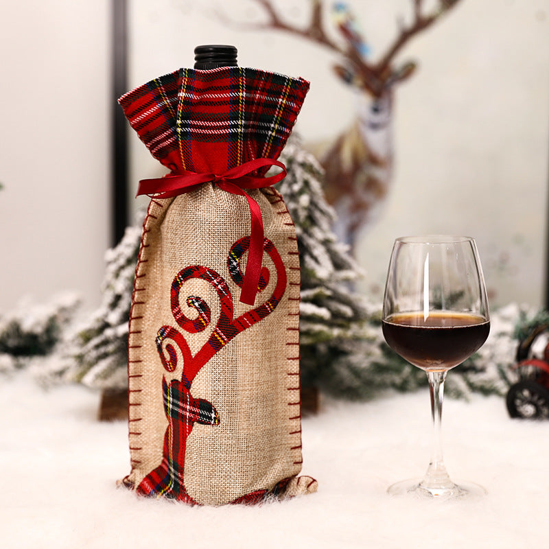 Embroidered Christmas Wine Bottle Cover