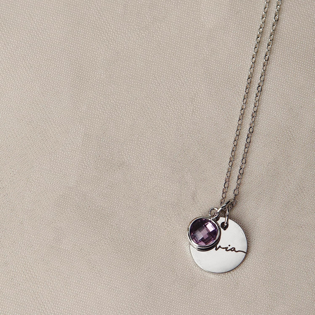 Personalised Birthstone Disc Necklace