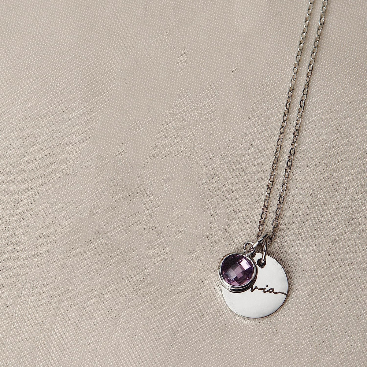 Personalised Birthstone Disc Necklace