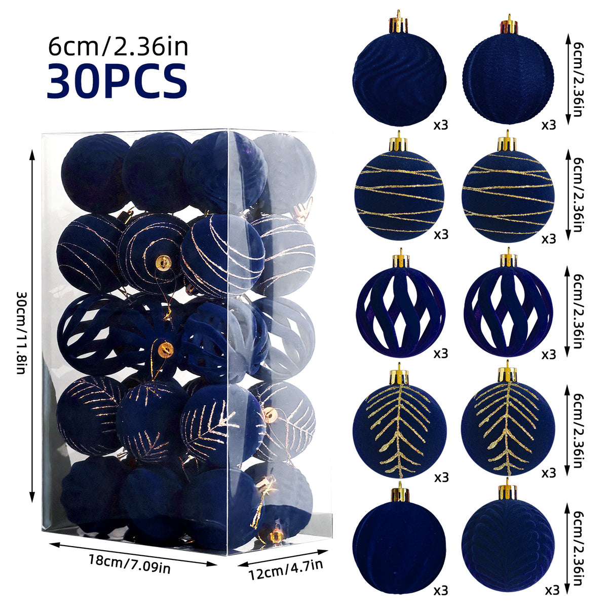 Christmas Ball Set 6 cm, 30 Pieces
