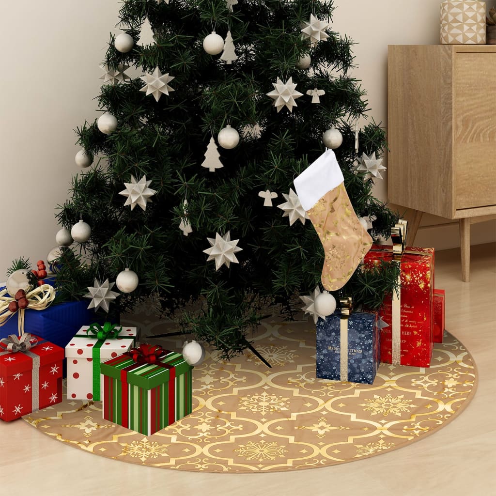 Luxury Christmas Tree Skirt with Stocking, 122 cm