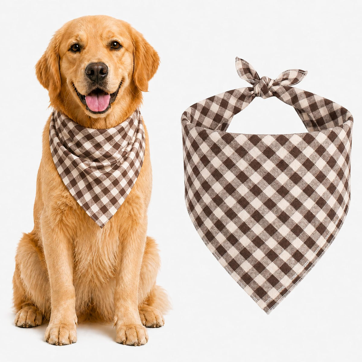 Blue & White Plaid Dog Bandana 1
