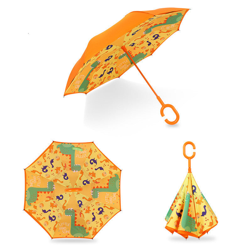 Children's Colorful Handle Reverse Umbrella Set Baby