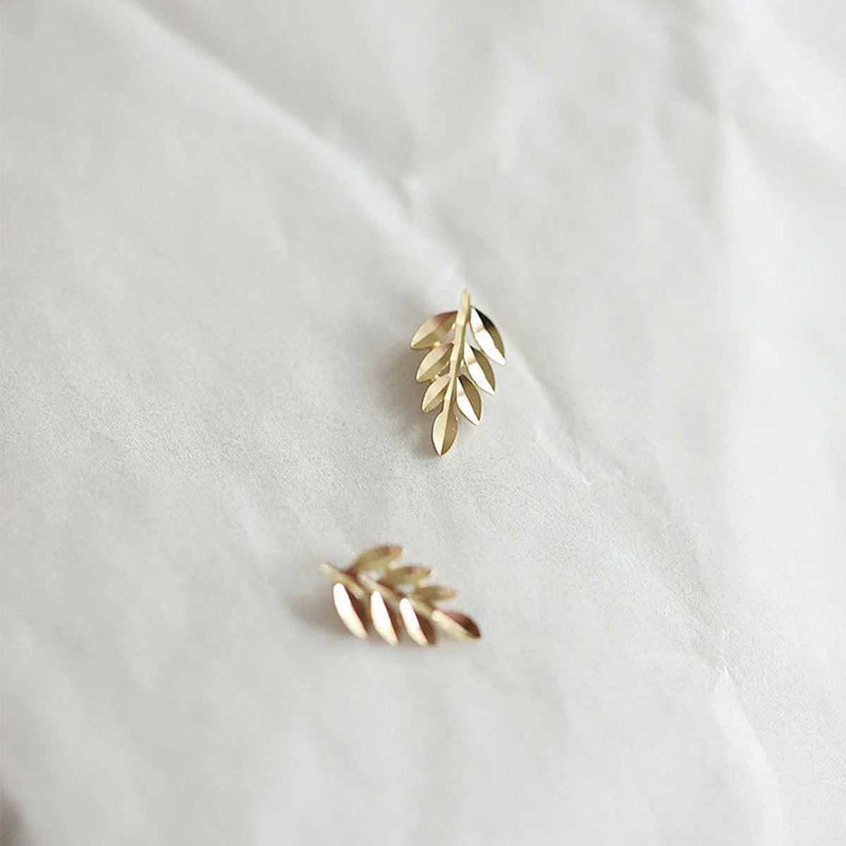 Dainty Leaf Stud Earrings Tiny Floral Minimalist