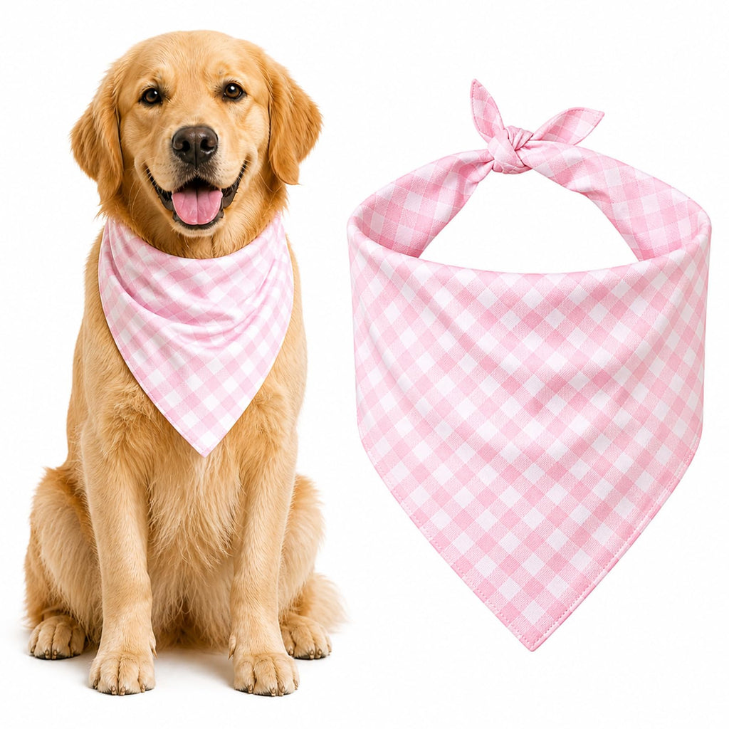 Blue & White Plaid Dog Bandana 1