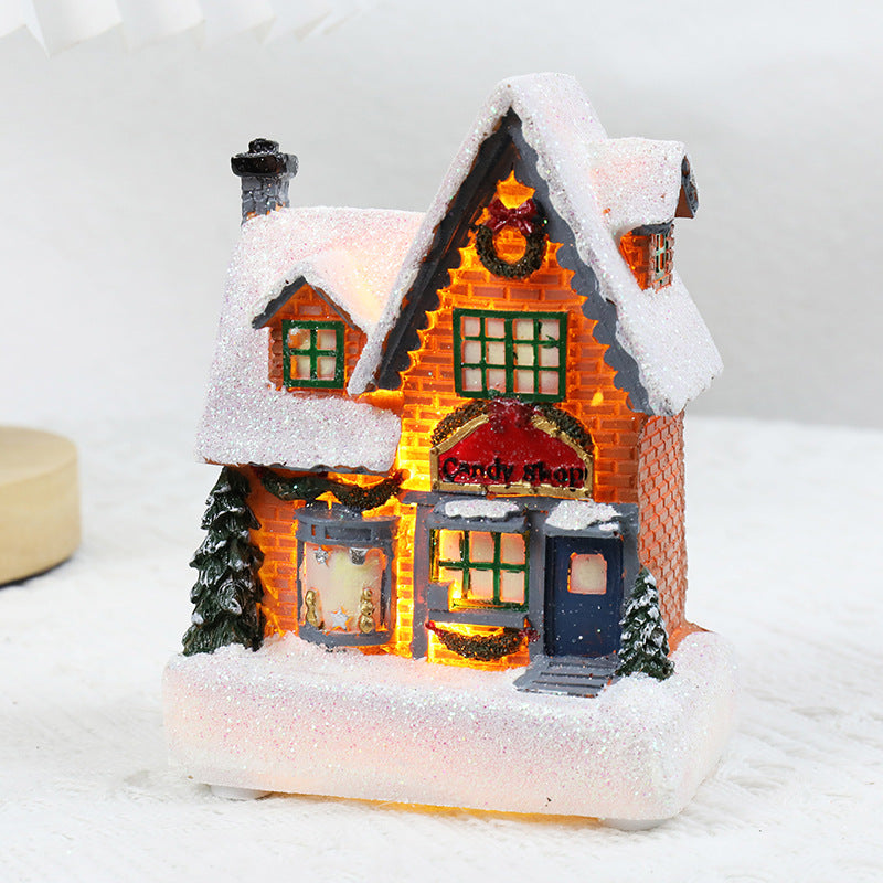 Light-Up Resin Christmas House