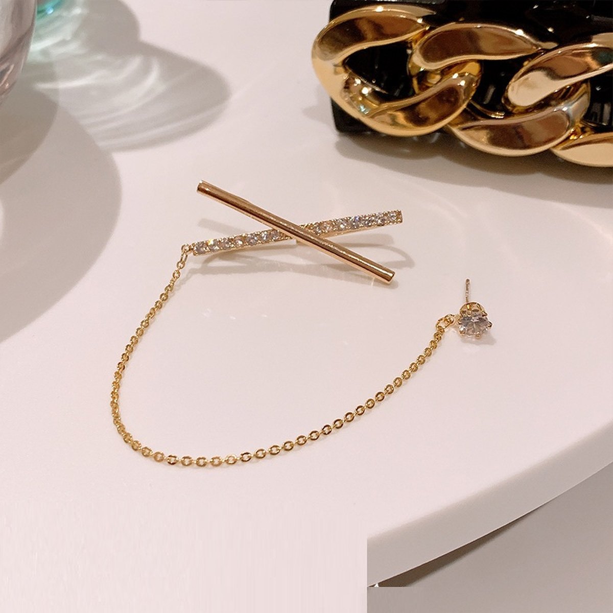 Design French Ear Cuff Tassel Earrings