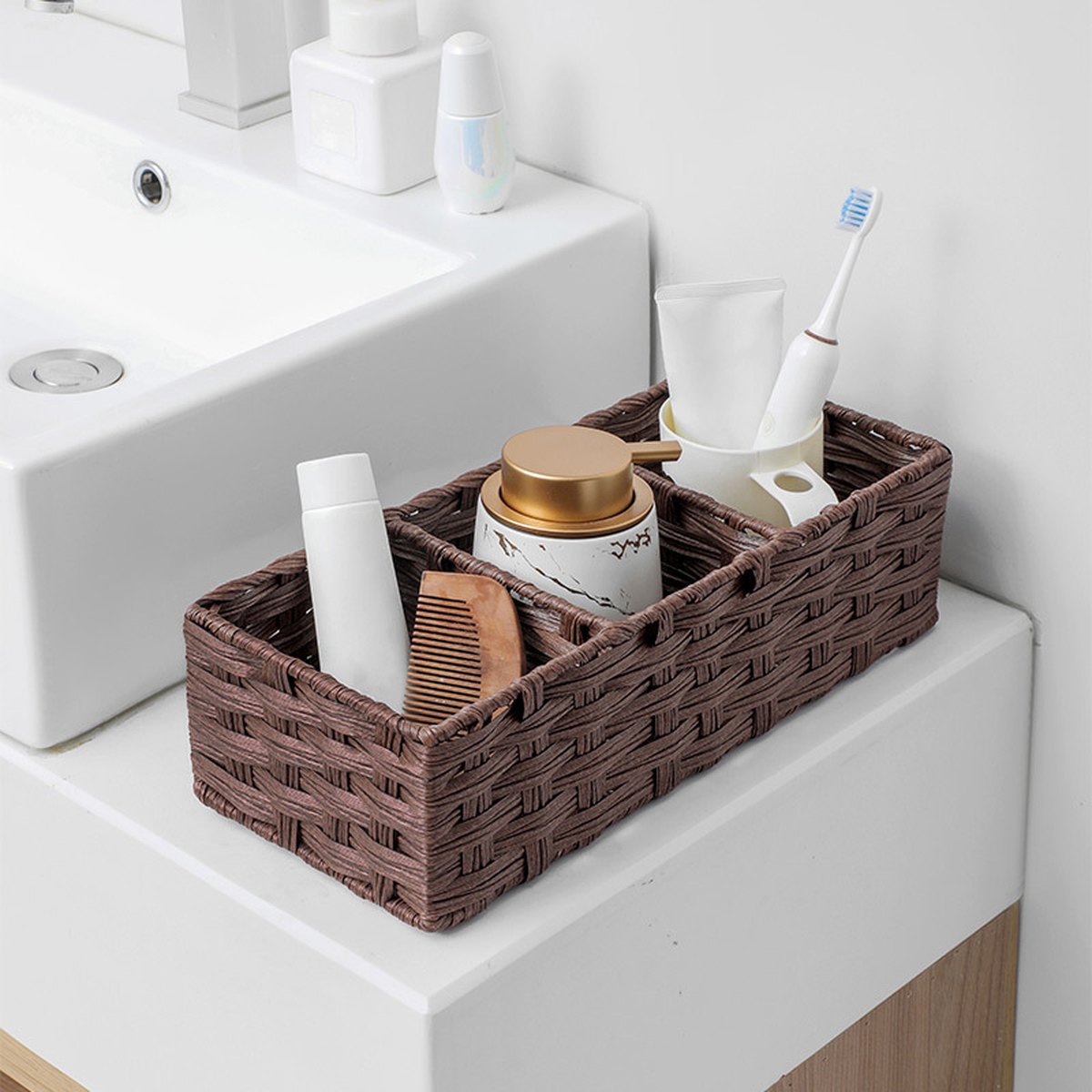 Desktop Bathroom Tissue Towel Storage Basket Bedroom