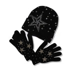 Diamond-embedded Warm Beanie Hat Wool Gloves