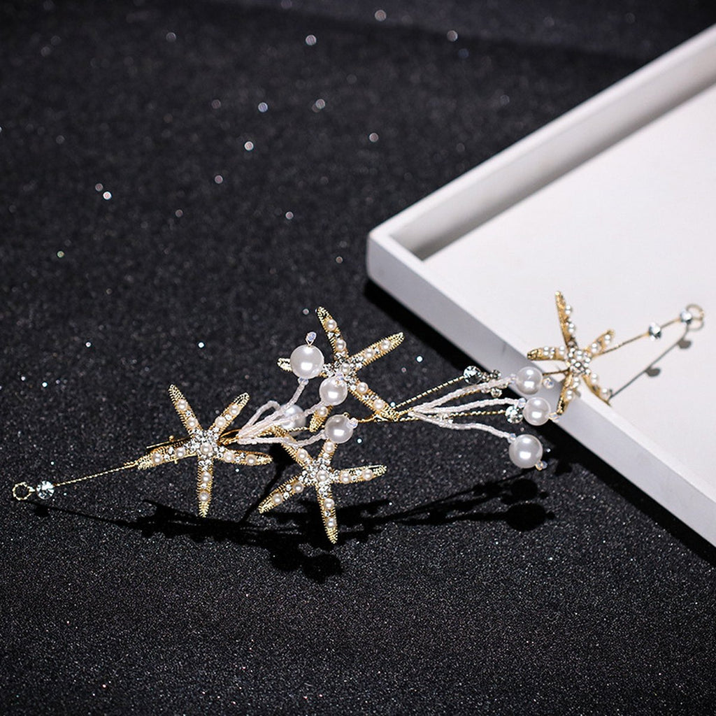 Diamond Headband Starfish Pearl Hair Ornament Wedding