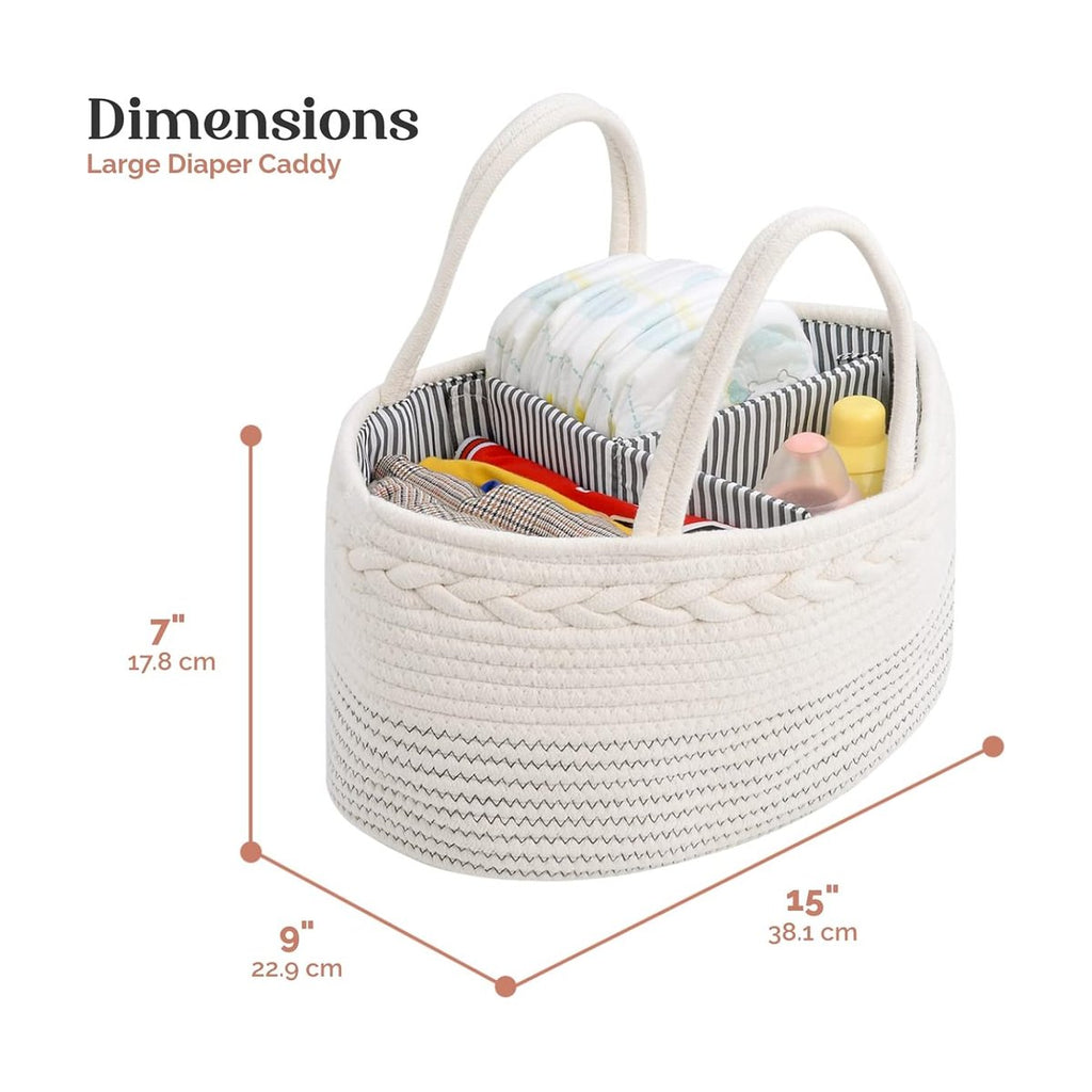 Diaper Caddy Organizer Large Cotton Rope Nursery