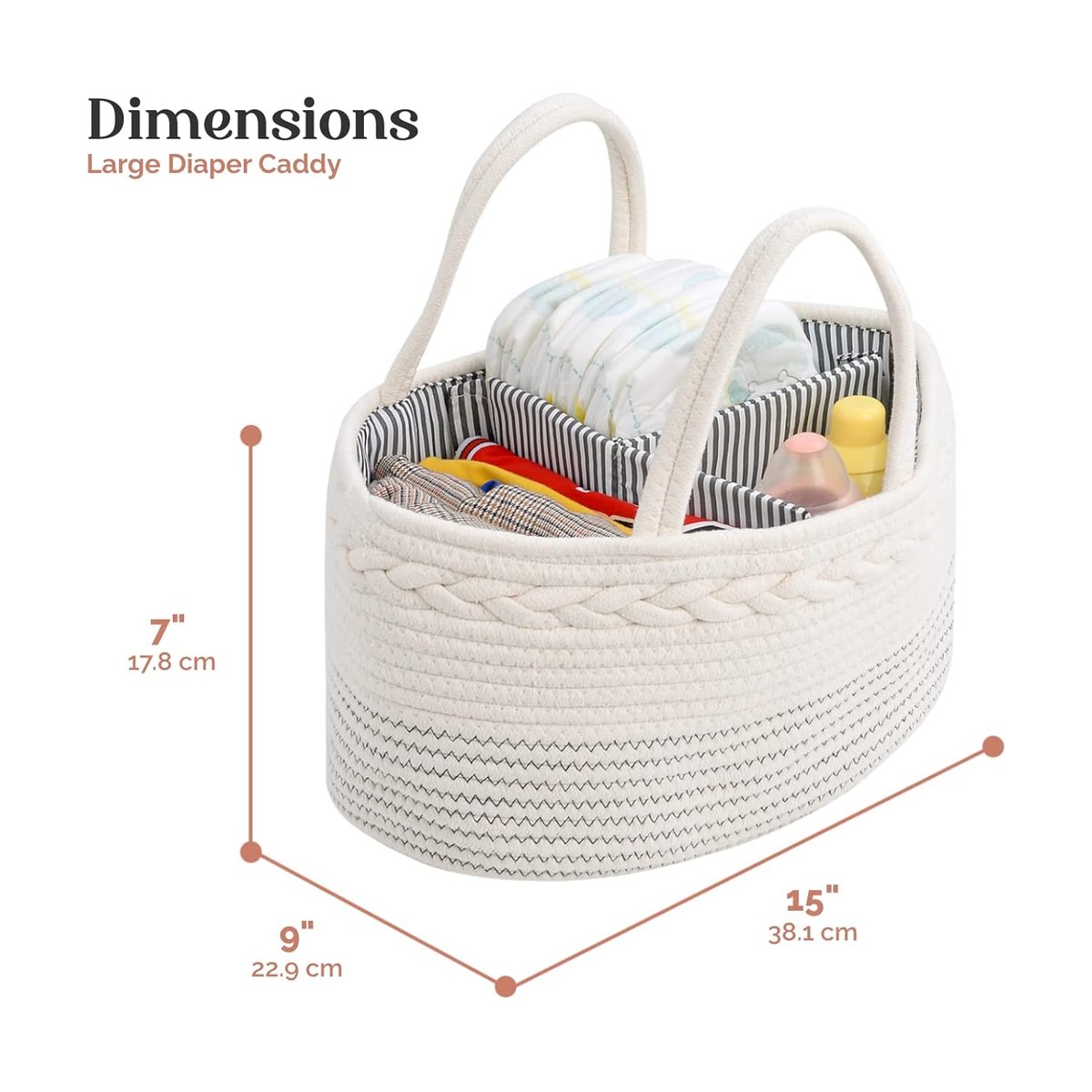 Diaper Caddy Organizer Large Cotton Rope Nursery