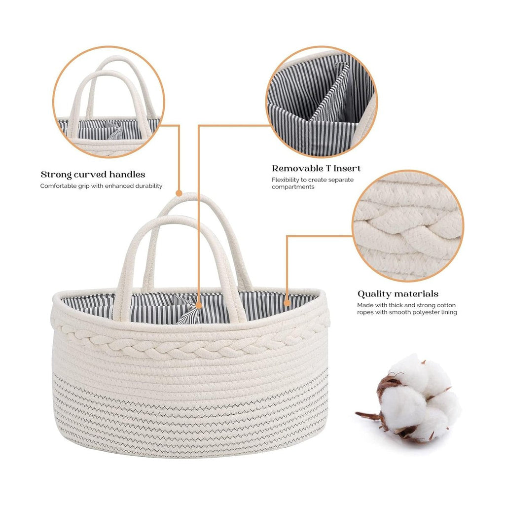 Diaper Caddy Organizer Large Cotton Rope Nursery