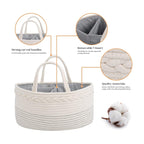 Diaper Caddy Organizer Large Cotton Rope Nursery