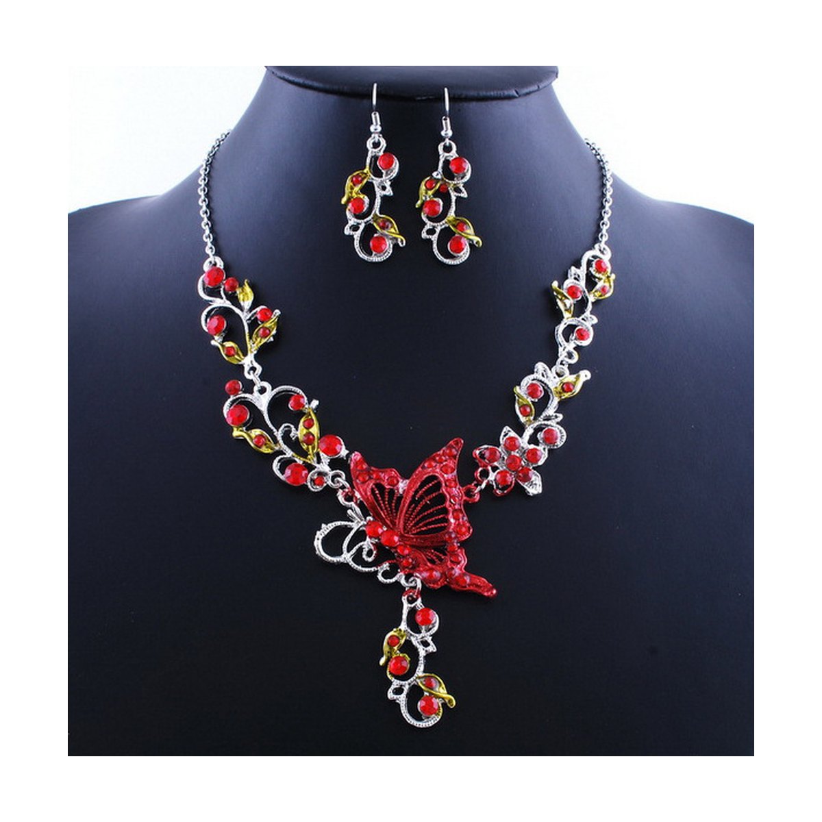 Dielian Flower Necklace Jewelry Set