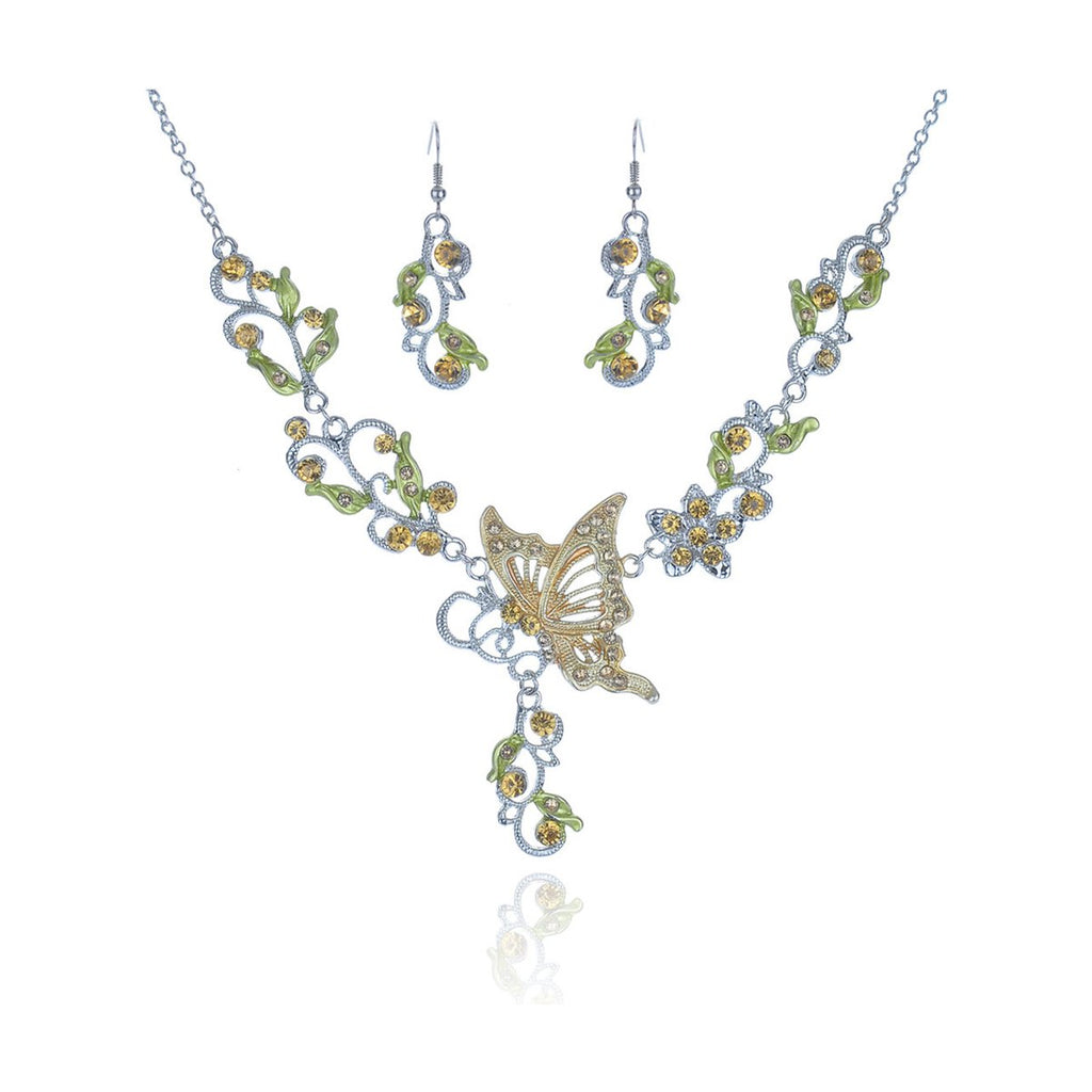 Dielian Flower Necklace Jewelry Set