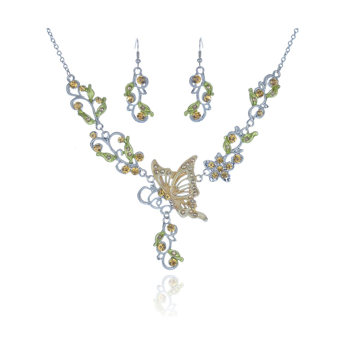 Dielian Flower Necklace Jewelry Set