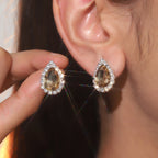 Explosions All Copper Earrings Drop Ruby Rhinestone