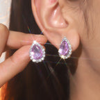 Explosions All Copper Earrings Drop Ruby Rhinestone