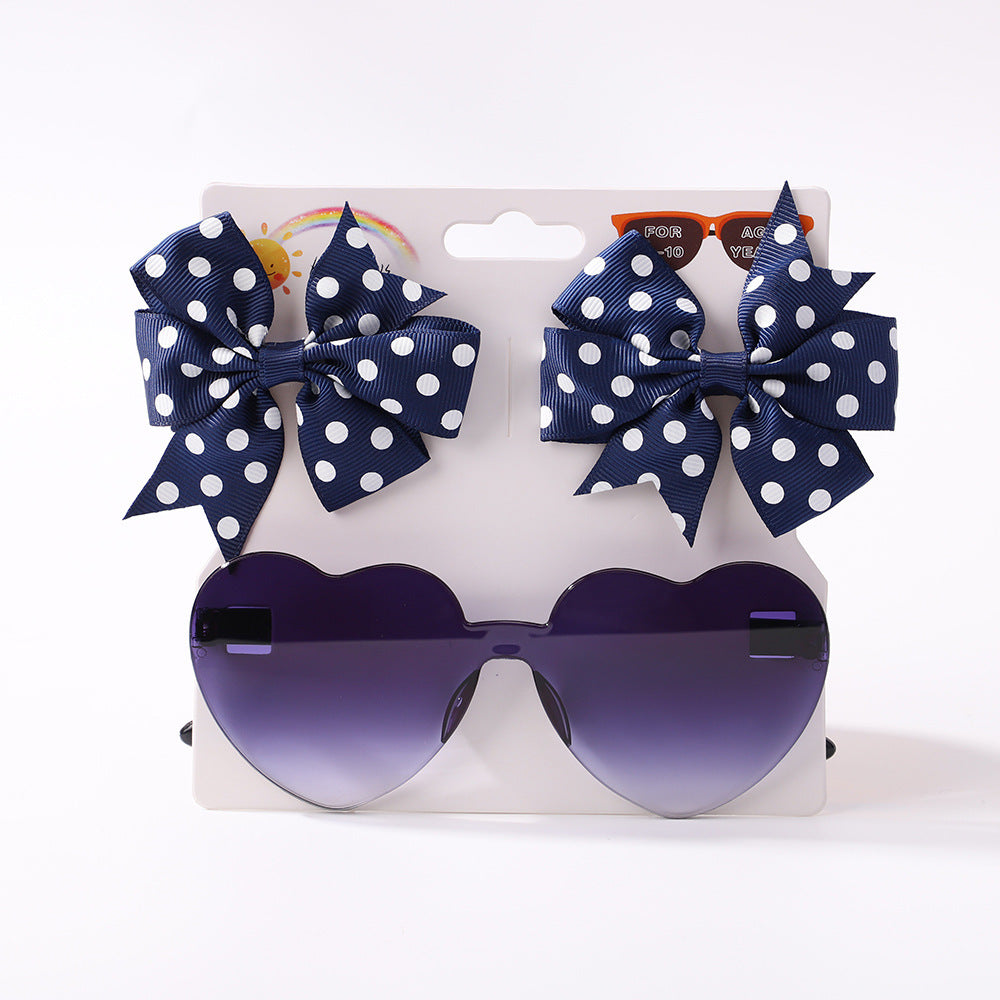 Kids' Bow Hair Clip and Sunglasses Set