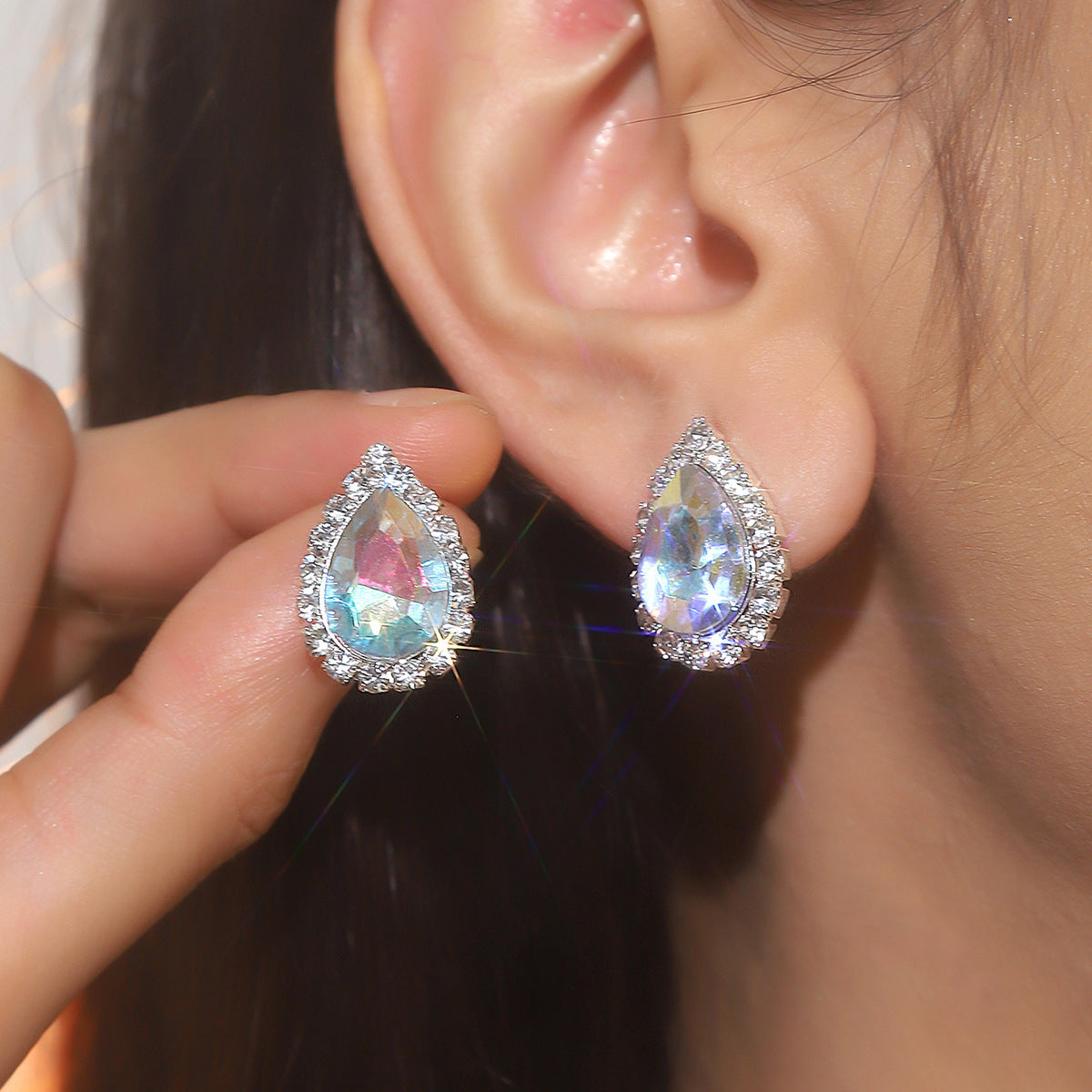 Explosions All Copper Earrings Drop Ruby Rhinestone