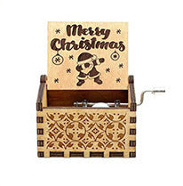 Hand-Crank Wooden Christmas Music Box
