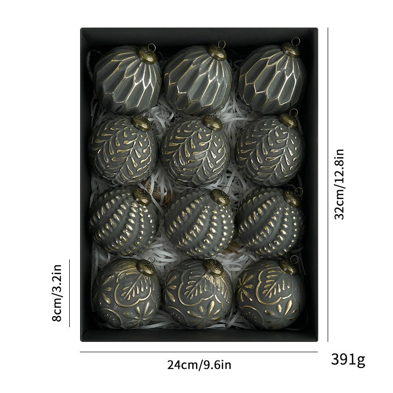 Antique Christmas Baubles 8 cm, 12 Pieces