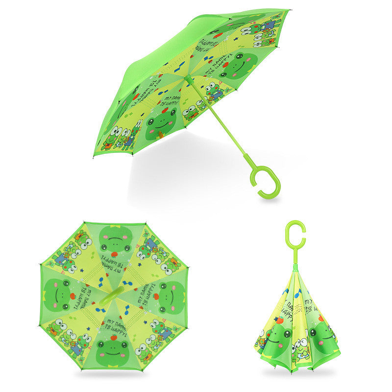 Children's Colorful Handle Reverse Umbrella Set Baby