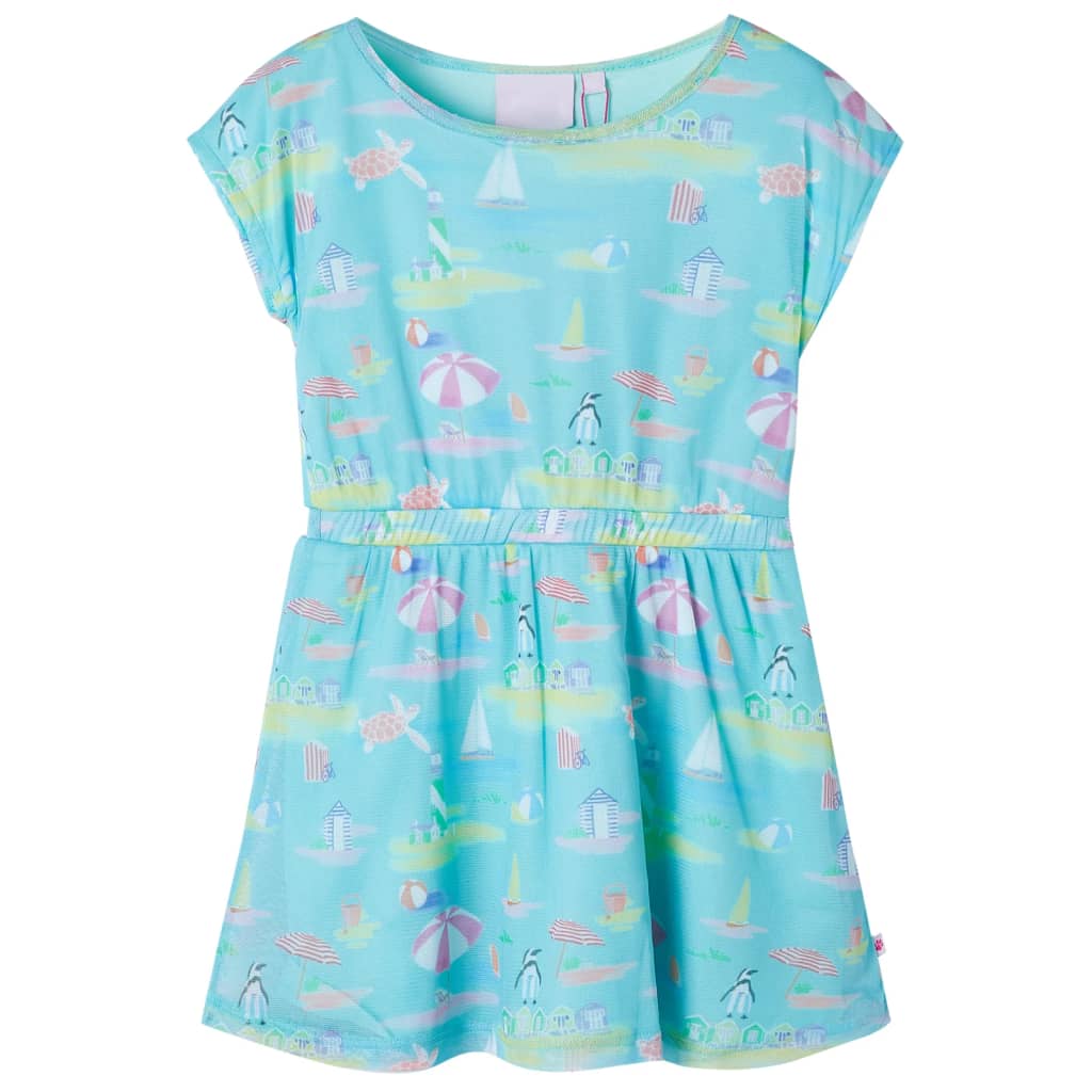 Girls' Light Blue Print Dress