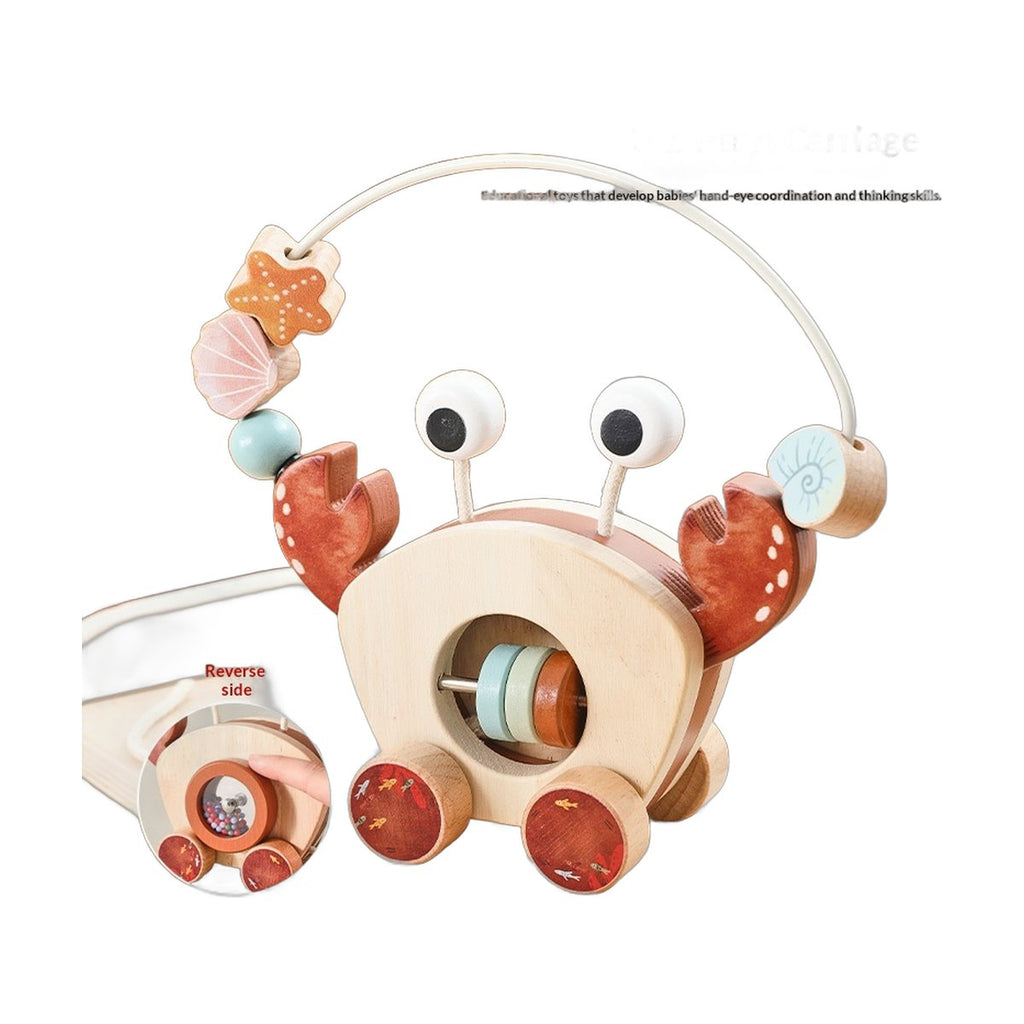 Educational Wooden Crab Pull-along Bead Toy