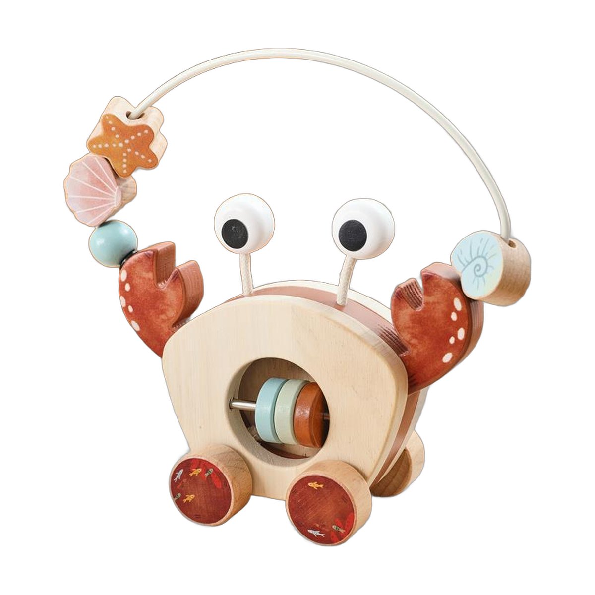 Educational Wooden Crab Pull-along Bead Toy